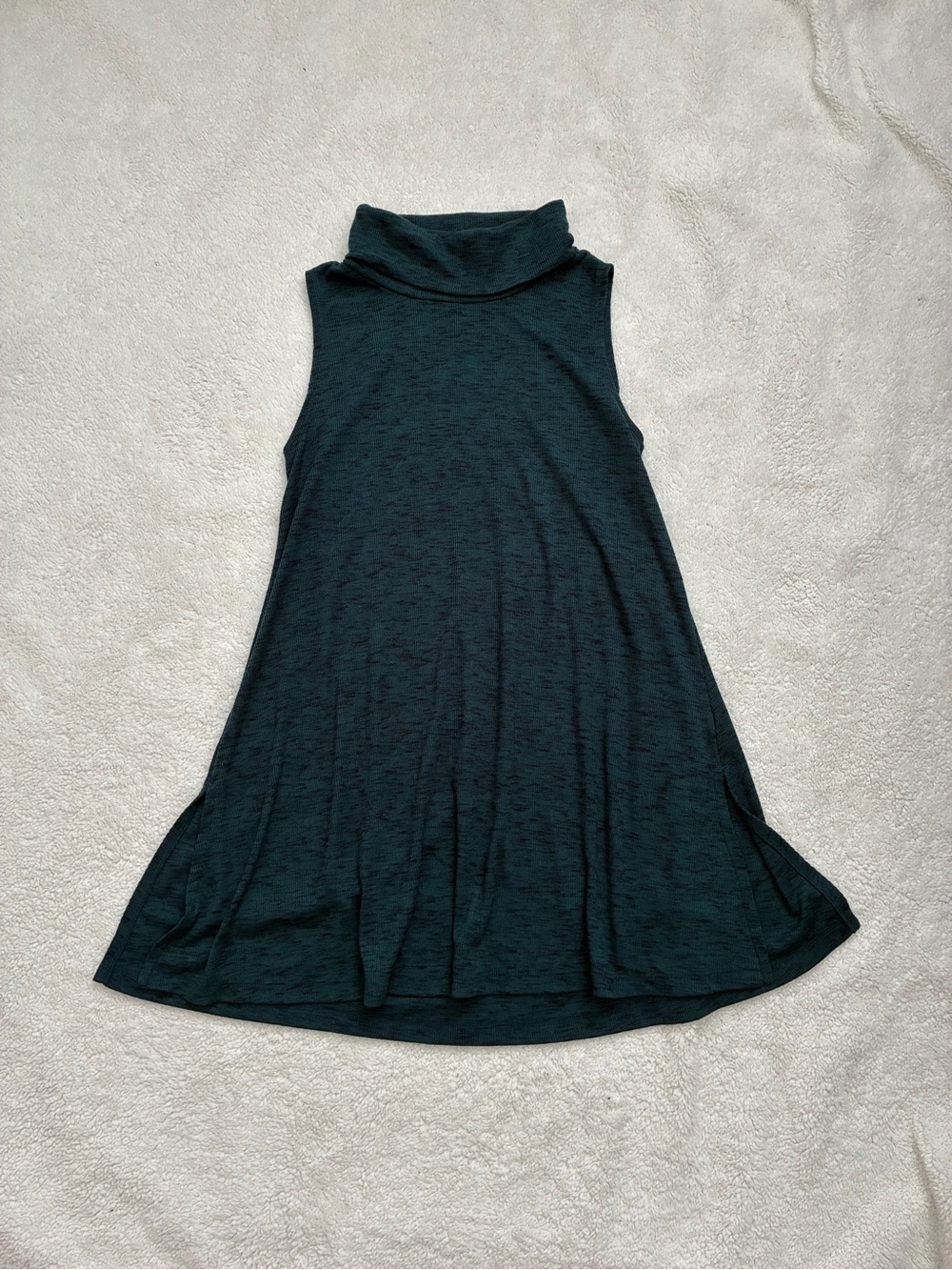 LOFT Sleeveless Turtleneck Swing Dress in Dark Teal